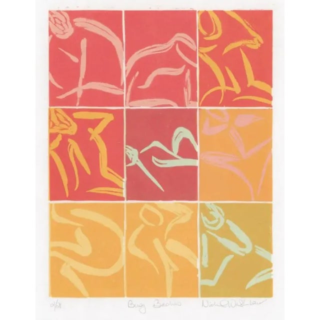 Boho Chic 1990s Busy Bodies Serigraph on Paper For Sale - Image 3 of 3