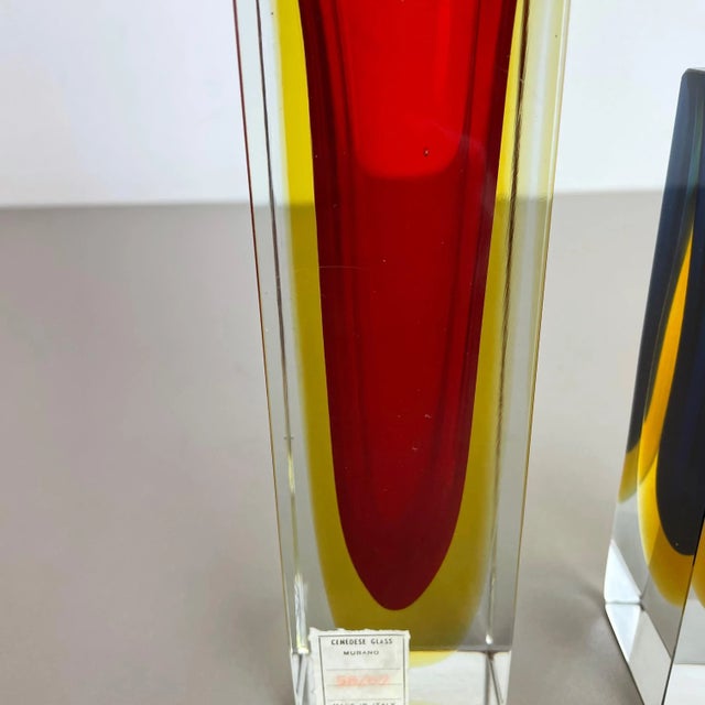 Italian Faceted Sommerso Vases in Murano Glass from Cenedese Vetri, 1970s, Set of 2 For Sale - Image 9 of 18