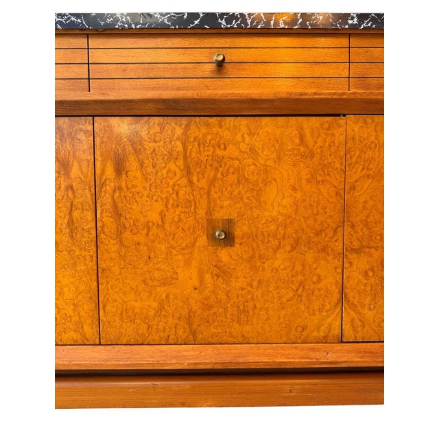Sideboard with Concertina Doors in Burr Elm, Beech and Teak by Harris Lebus, 1950 For Sale - Image 10 of 11