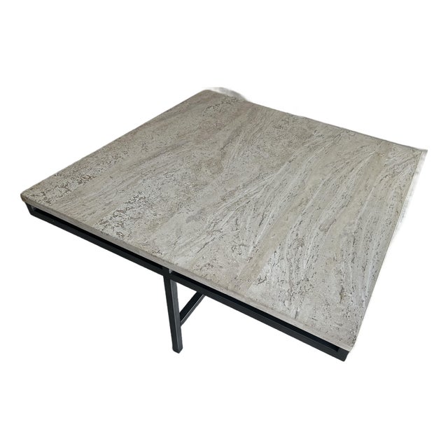 Hammary East Park Square Travertine Coffee Table For Sale