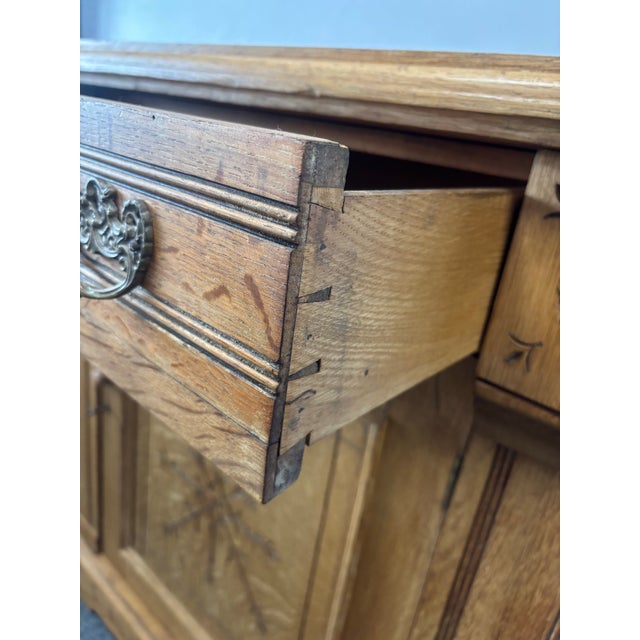 Wood Antique English Oak Sideboard For Sale - Image 7 of 10
