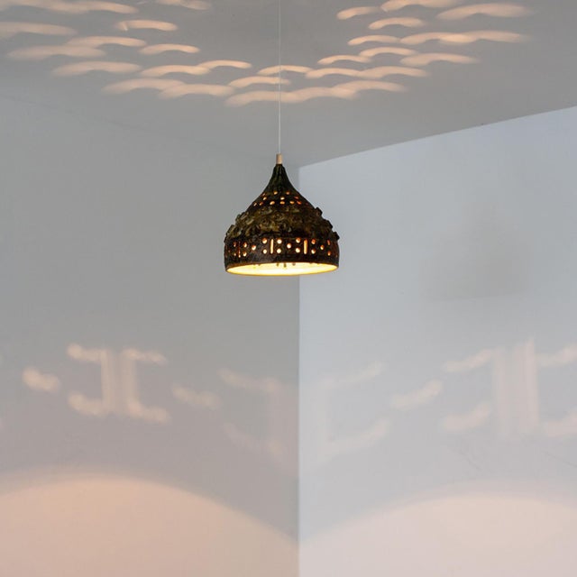 Brown Green Ceramic Pendant Light, Denmark, 1970 For Sale - Image 13 of 18