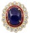 19.61 Carat Blue Sapphire Ring With Ruby and Diamond Halo Ring, Size-7.25 For Sale