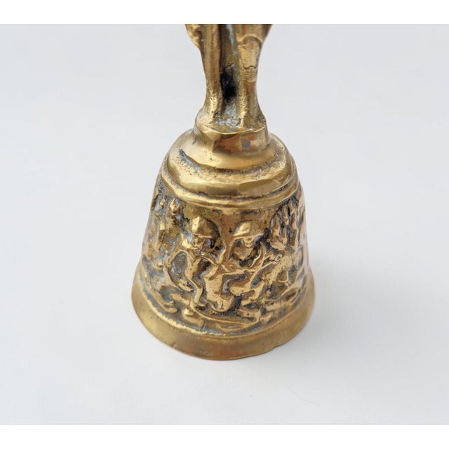 Antique Belgian Flemish Figurative Brass Table Bell, 1890 For Sale - Image 11 of 13