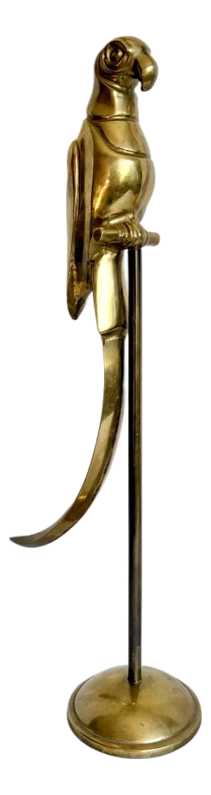 Mid-20th Century Brass Sculptural Parrot Figure on Stand, 1 of a Pair