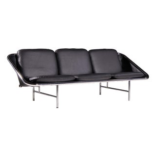 George Nelson for Herman Miller Mid Century Leather and Chrome Sling Sofa For Sale