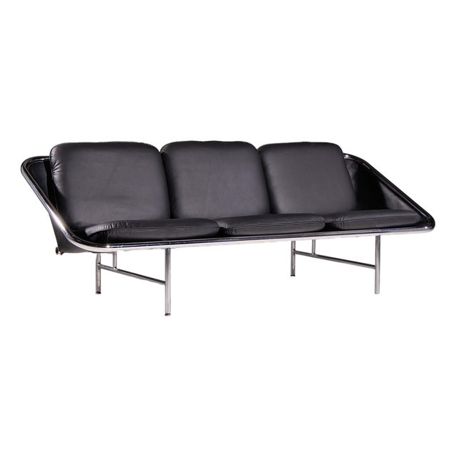 George Nelson for Herman Miller Mid Century Leather and Chrome Sling Sofa For Sale
