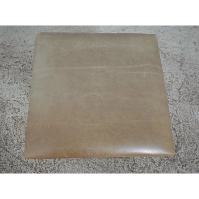 Traditional Leather Seat Square Lift Top Stool W. Storage For Sale - Image 3 of 12