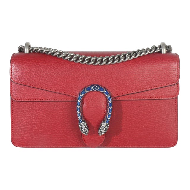 Red Pebbled Calfskin Small Dionysus Shoulder Bag For Sale