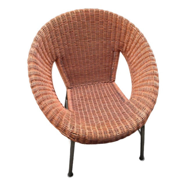 Vintage Rattan Hoop Chair Boho McM Wicker For Sale