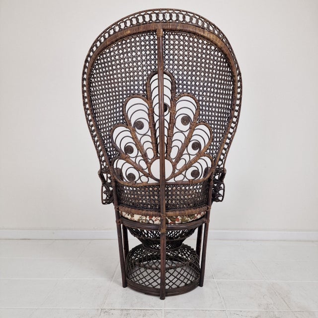 Mid-Century Emmanuelle or Peacock Chair in Rattan and Wicker, Italy, 1960s For Sale - Image 11 of 18