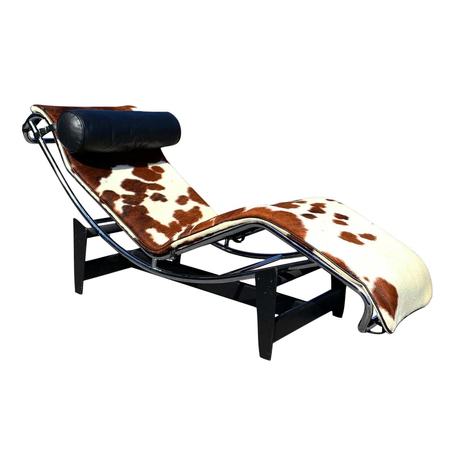 Le Corbusier Lc4 Chaise Lounge Pony Skin and Black Leather Chairish