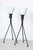 Mid-Century Modern 1950s Gerald Thurston Attributed Iron Tripod Table Lamps With White Glass Shades - A Pair For Sale - Image 3 of 10