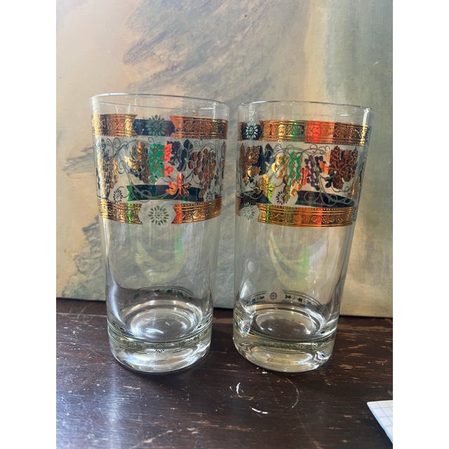 1970s 1970s Hollywood Regency 22kt Gold Briard Style Highball Cocktail Glasses - Pair For Sale - Image 5 of 10