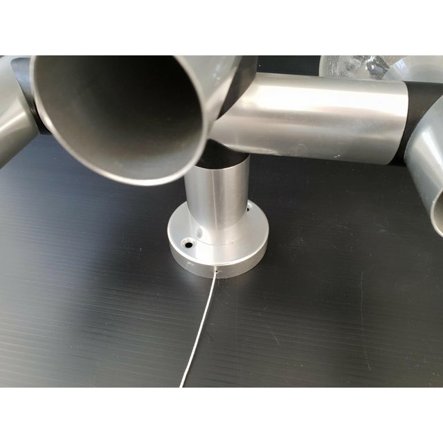 Silver Vintage Space Age Wall Lights in Brushed Steel and Glass, 1970s, Set of 2 For Sale - Image 8 of 9