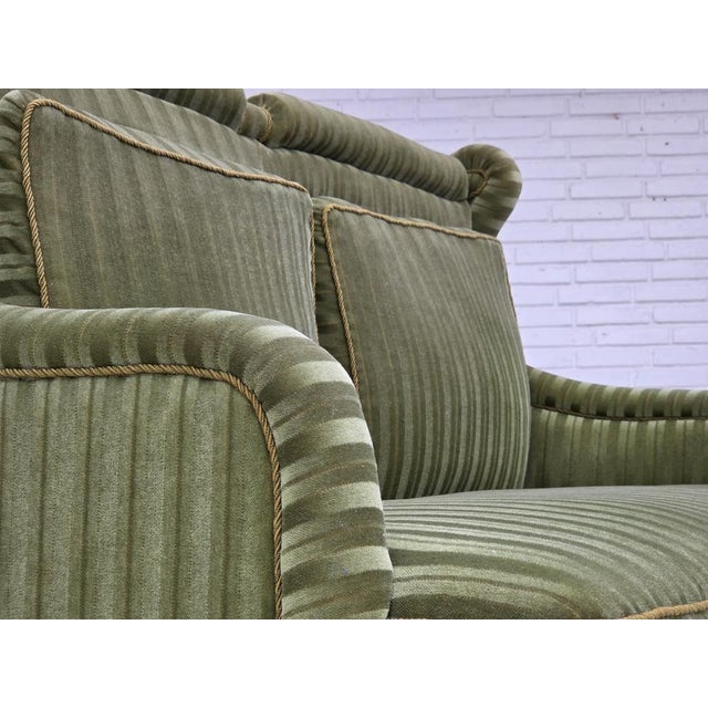 Vintage Danish Two-Seater Sofa in Green Furniture Velour, 1950s For Sale - Image 14 of 18