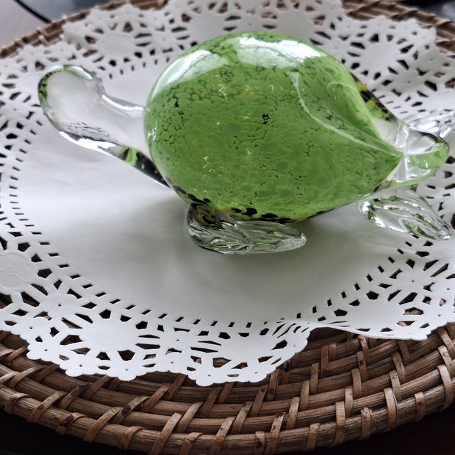Late 20th Century Art Glass Large Turtle Figurine Paper Weight For Sale - Image 4 of 11