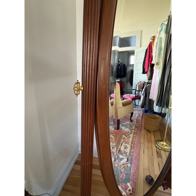 Large Carved Mahogany Cheval Mirror / Floor Mirror For Sale - Image 6 of 8