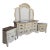 Ornate French Country Linen Bisque Dresser, Trifold Mirror & Nightstands For Sale