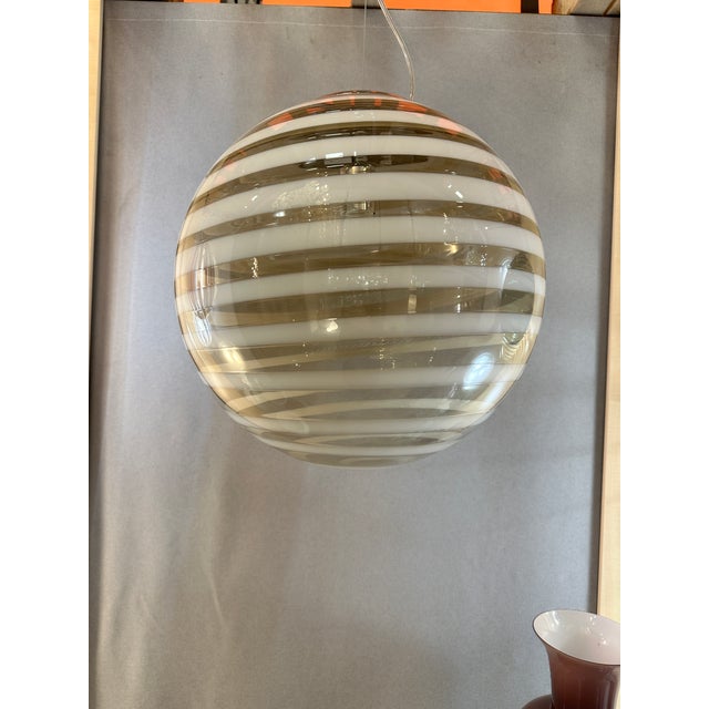2010s Italian Murano Style Glass Swirling Multicolors Pendant Sphere For Sale - Image 5 of 6