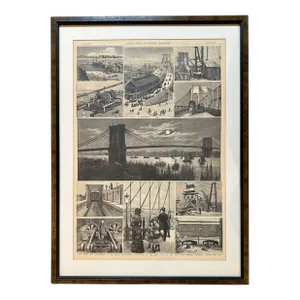 “Brooklyn Bridge Opening” Engraving From Frank Leslie’s Illustrated Newspaper Dated May 26, 1883