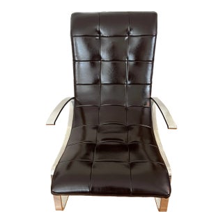 Contemporary HD Buttercup Andrew Martin Leather and Chrome Rocking Chair For Sale