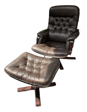 Set of Scandinavian Lounge Chair & Footstool, 1960, Set of 2
