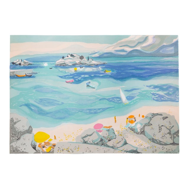 Sur La Plage, Signed Lithograph by Georges Lambert For Sale