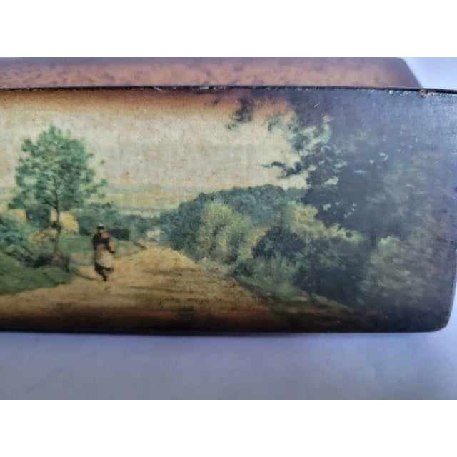 Mottahedeh Mottahedeh Italian Pastoral Wooden Hinged Divided Postage Stamp Box For Sale - Image 4 of 12