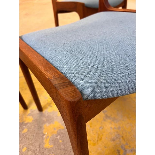 Light Blue Upholstered Teak Chairs by Vilhelm Wohlert for Poul JeppesensMöbelfabrik, 1956, Set of 4 For Sale - Image 6 of 11
