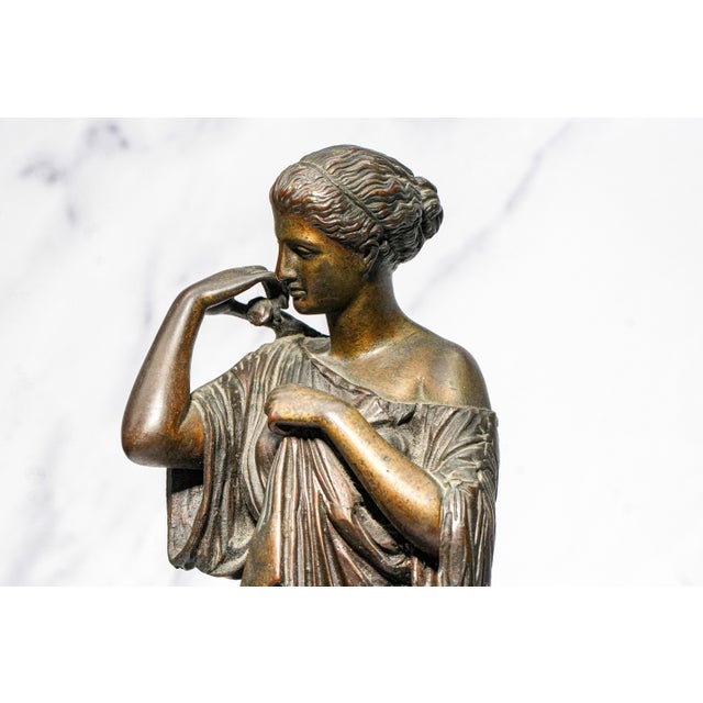 19th Century Wonderful High Quality Large Antique Victorian Bronze Statue Sculpture Diana of Gabii Neoclassical Woman Grand Tour For Sale - Image 5 of 17