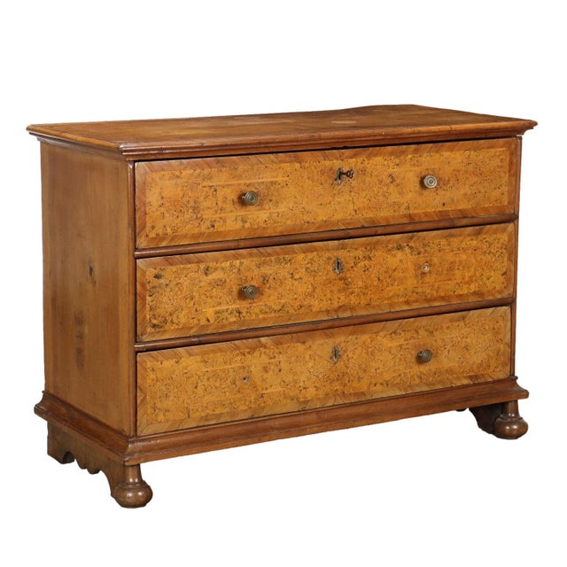17th Century Chest of Drawers in Walnut with 3 Drawers, Italy For Sale - Image 11 of 11