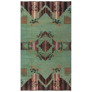 Doris Leslie Blau Vintage Chinese Deco Rug with Emerald Green Field For Sale