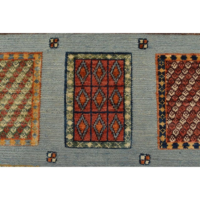 Barjasta Rug 6’9” X 9’10” Blue Wool Tribal Hand-Knotted Oriental Carpet For Sale - Image 9 of 12