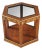 Vintage Walnut Burl Hexagon Side Accent Table W Glass Insert For Sale