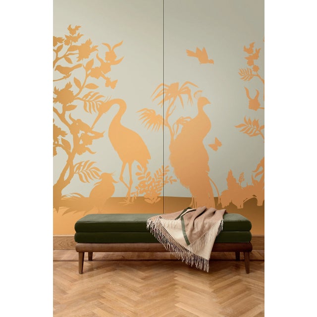 Peacock and Herons Silhouette Fabric Wall Covering by Chiara Mennini for Midsummer-Milano For Sale - Image 4 of 5