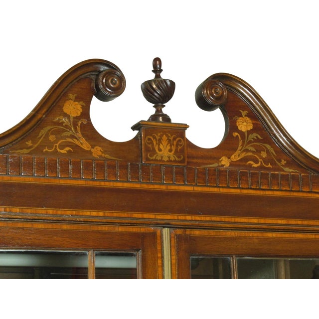 Wood Mid 20th Century Edwardian Inlaid Breakfront For Sale - Image 7 of 13