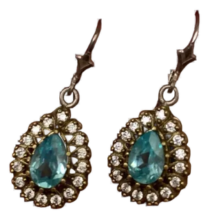 1940s Pair of Teardrop Blue Topaz Earrings