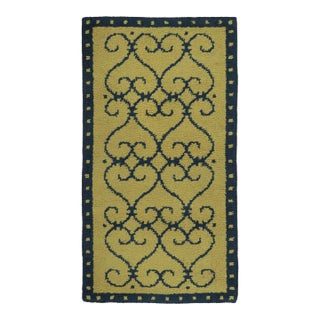 Antique Art Deco Rug in Gold With Classic Architectural Design - Rug & Kilim For Sale