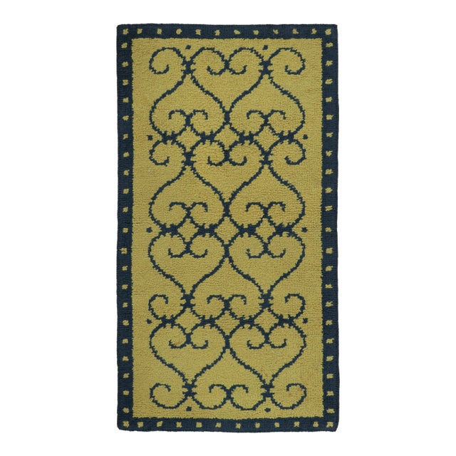 Antique Art Deco Rug in Gold With Classic Architectural Design - Rug & Kilim For Sale