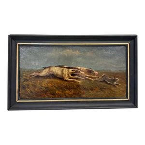 Oil on Canvas Running Dogs
