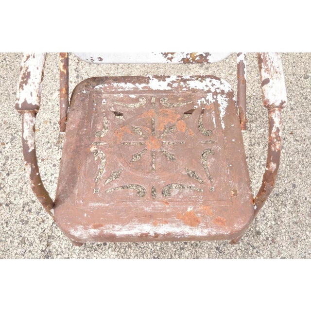 Early 20th Century Art Deco Brown Distressed Bouncer Patio Chair For Sale - Image 4 of 11