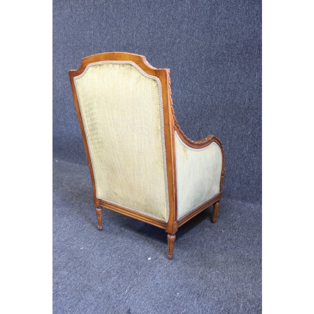 Late 19th Century 19th C Louis XVI Style Carved Walnut Bergere For Sale - Image 5 of 6