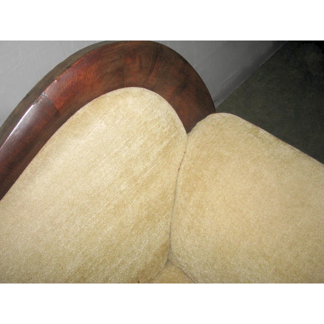 Wood Early 20th Century Victorian Revival Tan Velvet Carved Wood Sofa For Sale - Image 7 of 14