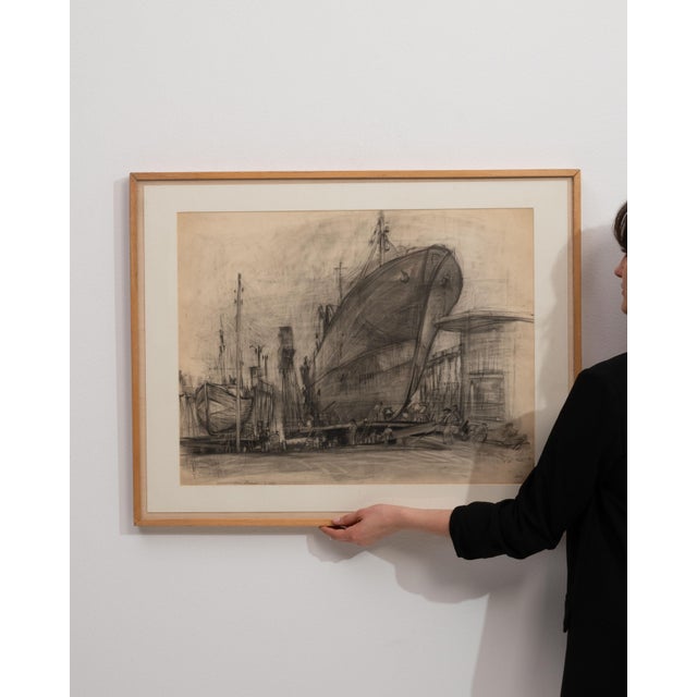 Early 20th Century France Charcoal Wood Drawing For Sale - Image 14 of 15
