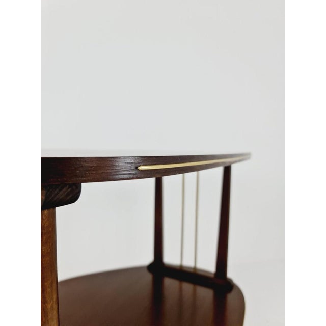 Brown Mid-Century German Walnut and Brass Side Table, 1950s For Sale - Image 8 of 11