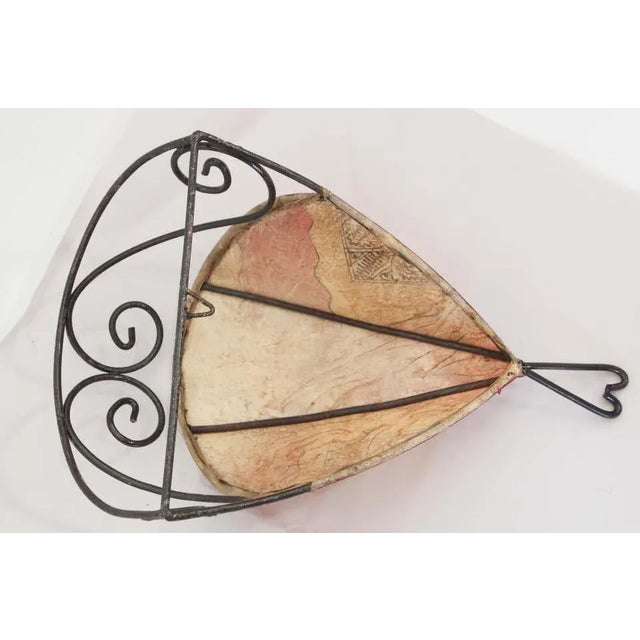 Metal Vintage Parchment Moroccan African Tribal Art Wall Sconce For Sale - Image 7 of 9