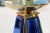 Gold-Plated Brass & Mirrored Glass Candelabras In Bevelled Cobalt Blue, 1950s, Set of 2 For Sale - Image 6 of 12