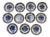 Set of 12 Delft Tin-Glazed Blue and White Plates, 18th Century For Sale