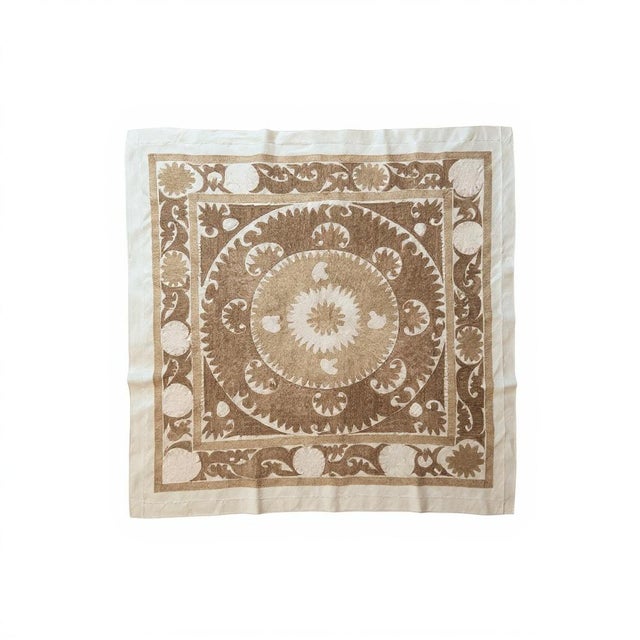 Vintage Embroidered Suzani from Uzbek, circa early 1960s. There is a tear on this suzani. Dimension; 59'' x 61'' inches /...
